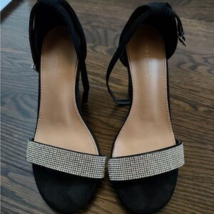 Top moda black rhinestone heels